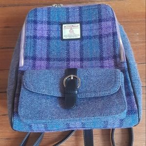 Harris Tweed Glen Appin Purple & Blue Plaid Tartan Backpack from Scotland